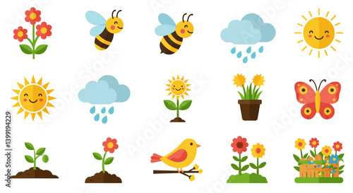 set of spring icons