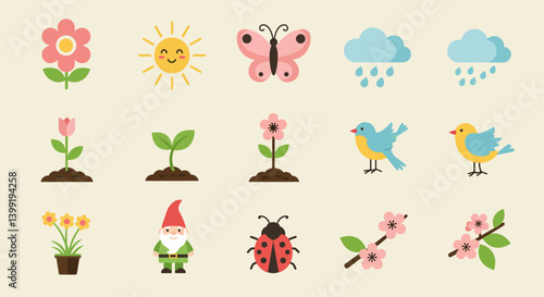 set of spring icons