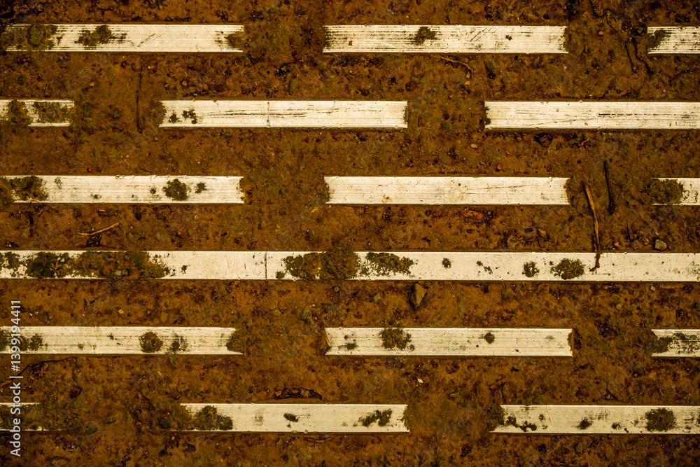 Dirt Between Metal Slats on Hiking Bridge Trail