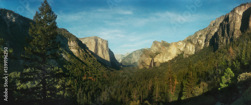 Panoramic tunnel View of Yosemite Valley, Yosemite National Park, Mariposa County, California, USA.