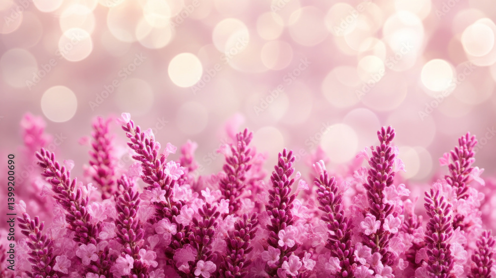 Obraz premium A beautiful field of pink flowers with a soft, blurry background. The flowers are a deep shade of purple, and they are arranged in a way that creates a sense of depth and movement