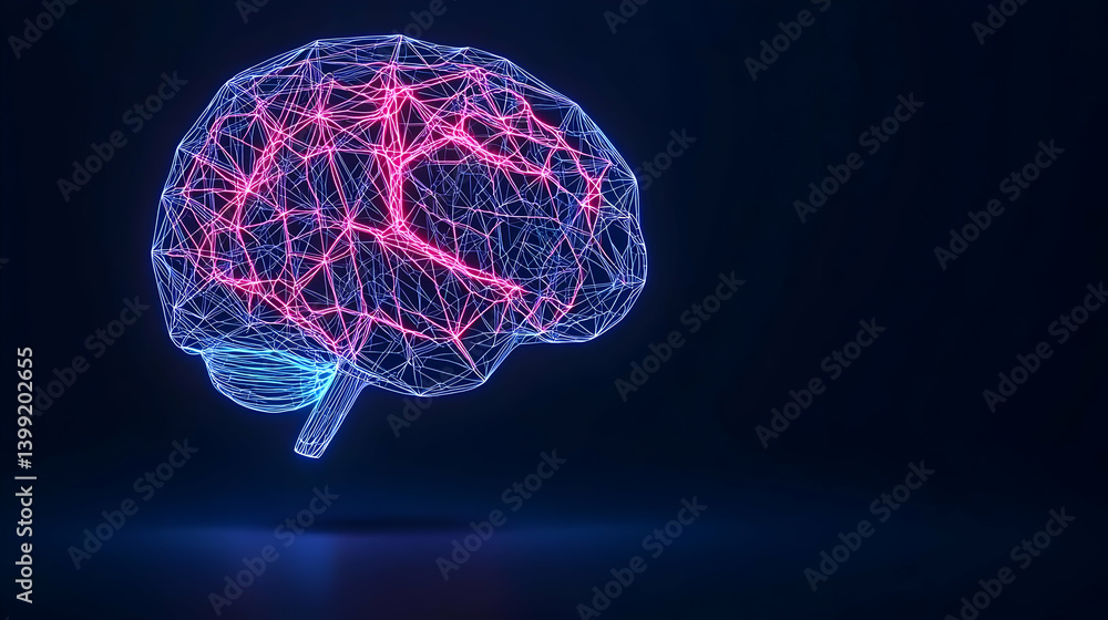 Abstract Glowing Pink And Blue Brain Design Abstract Glowing Pink And Blue Brain Design
