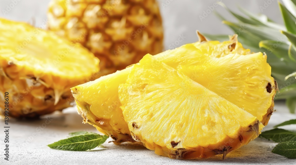 Golden pineapple, perfectly sliced rings, showing its juicy interior, refreshing - vibrant sweet salad food Golden pineapple, perfectly sliced rings, showing its juicy interior, refreshing - vibrant sweet salad food