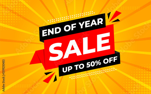 End of Year sale offer banner template. stock clearance background. end of year banner template design for web or social media, Sale special offer. abstract vector design.