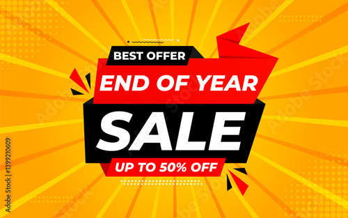 End of Year sale offer banner template. stock clearance background. end of year banner template design for web or social media, Sale special offer. abstract vector design.