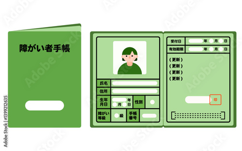 障がい者手帳の表紙と見開き