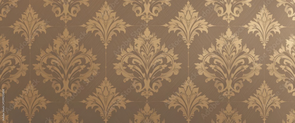 Bronze Fusion A Geometric Damask Foil Design Offering a modern vintage touch to contemporary interior, in warm light brown hue Bronze Fusion A Geometric Damask Foil Design Offering a modern vintage touch to contemporary interior, in warm light brown hue