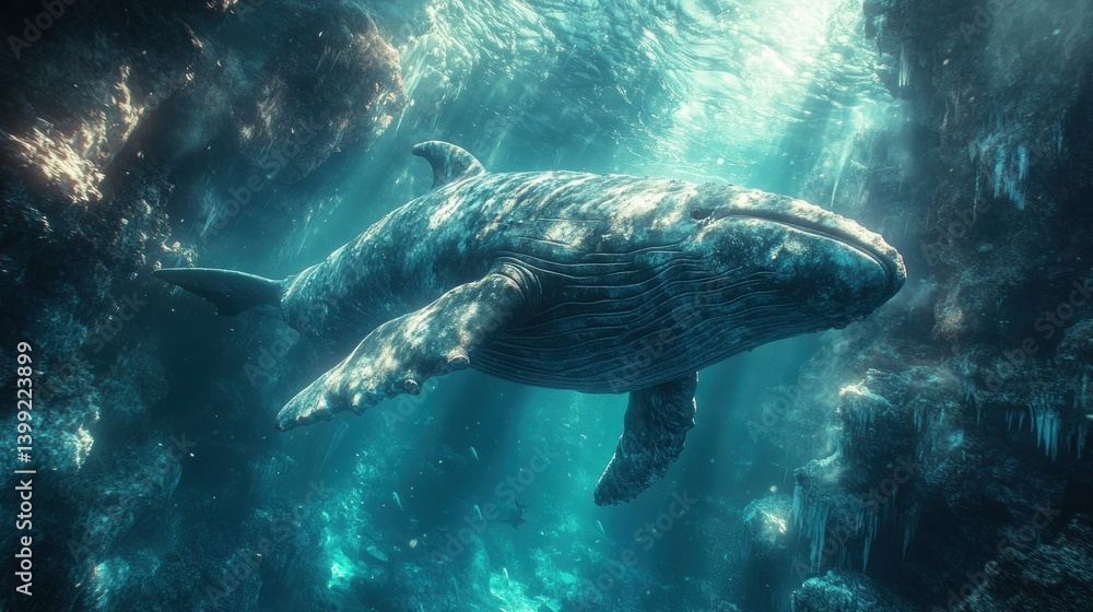 Naklejka premium Majestic Humpback Whale Underwater