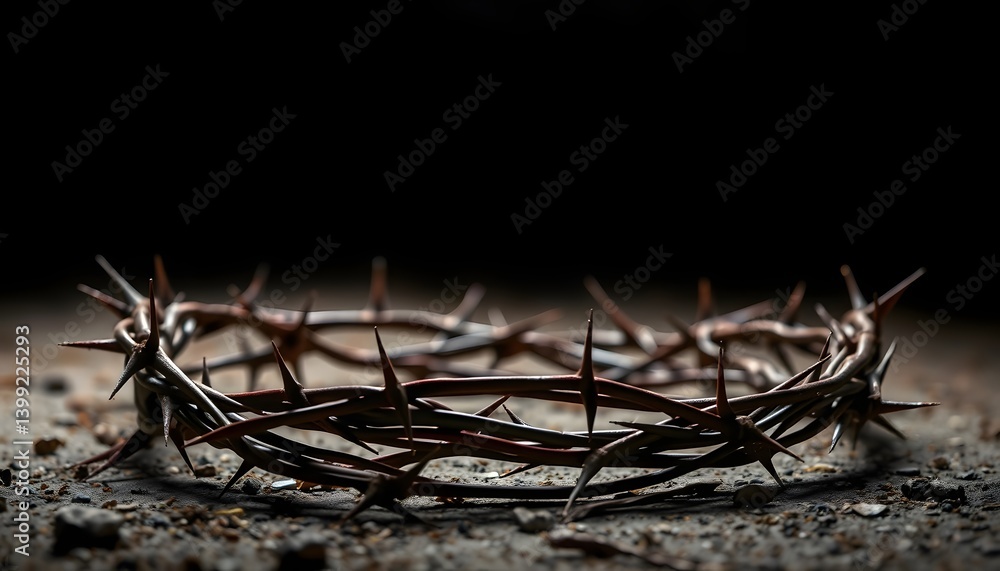 Fototapeta premium crown of thorns on a black background.easter concept