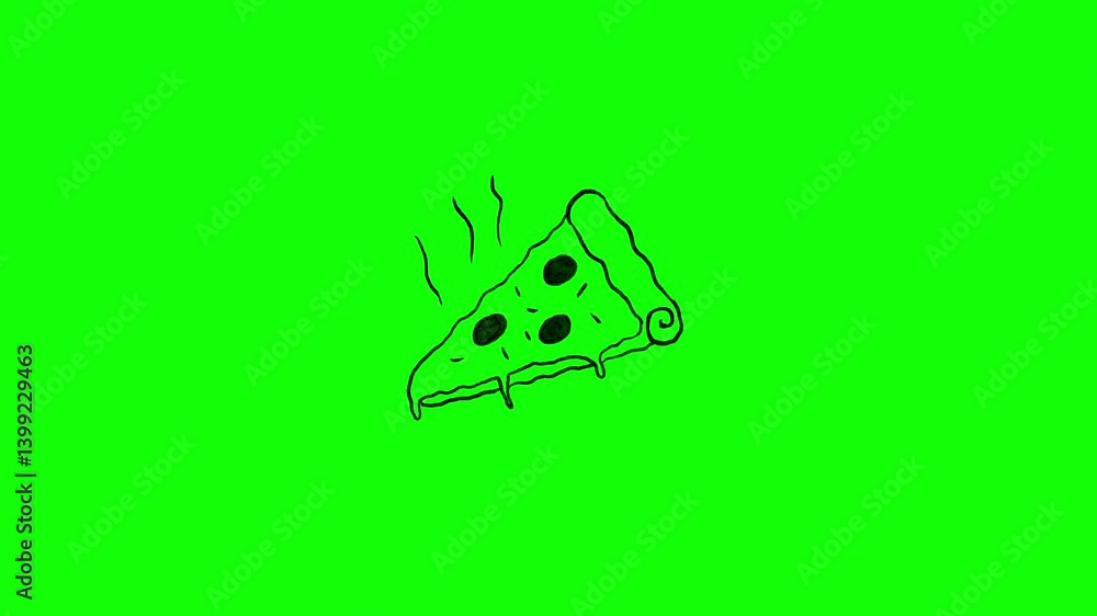 Hand drawn pizza frame by frame animation on chroma key green screen background.
Hand drawn pizza frame by frame animation on chroma key green screen background.