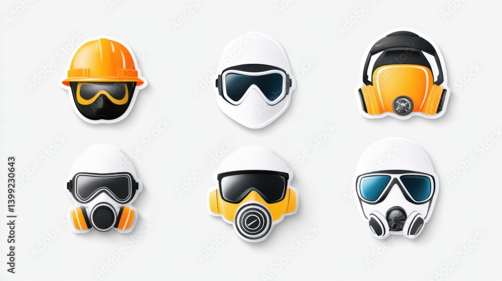 Safety Equipment Icons for Industrial and Construction Use