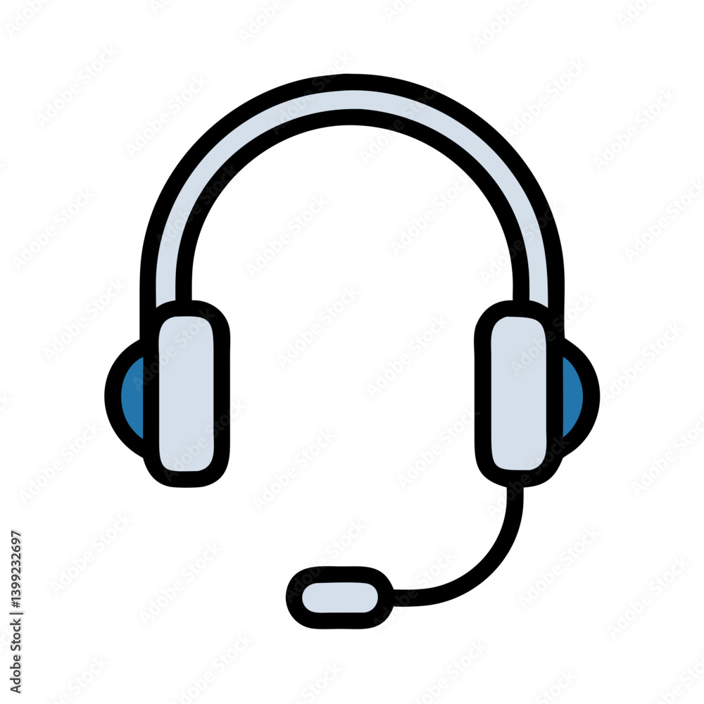 Headset with Attached Microphone Icon Design Headset with Attached Microphone Icon Design