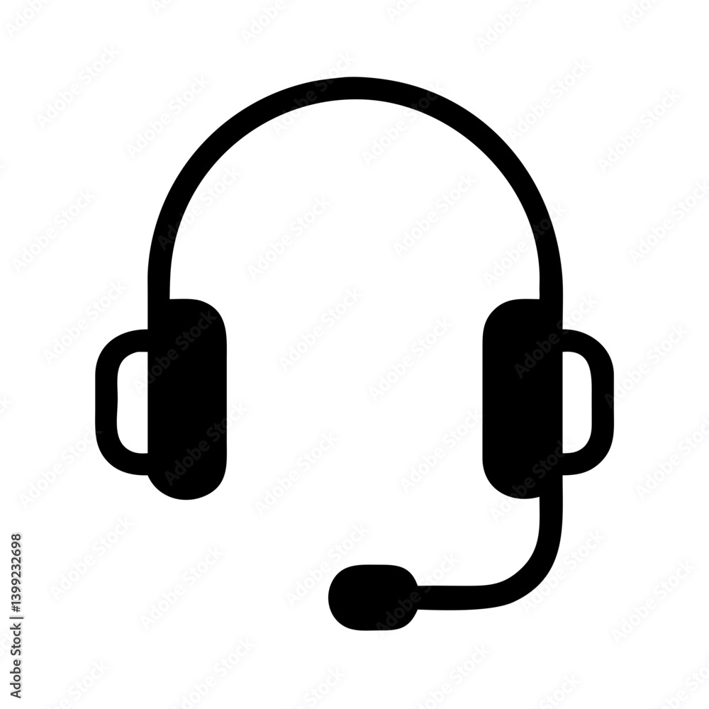 Headset with Attached Microphone Icon Design Headset with Attached Microphone Icon Design