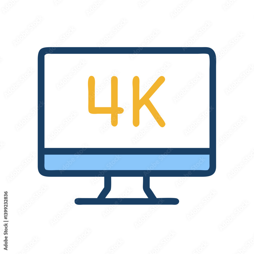 Monitor Displaying 4K Resolution Icon Design Monitor Displaying 4K Resolution Icon Design