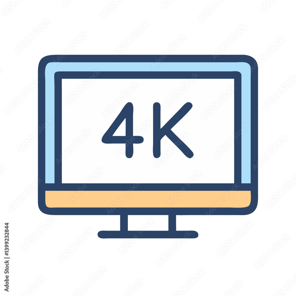 Monitor Displaying 4K Resolution Icon Design Monitor Displaying 4K Resolution Icon Design