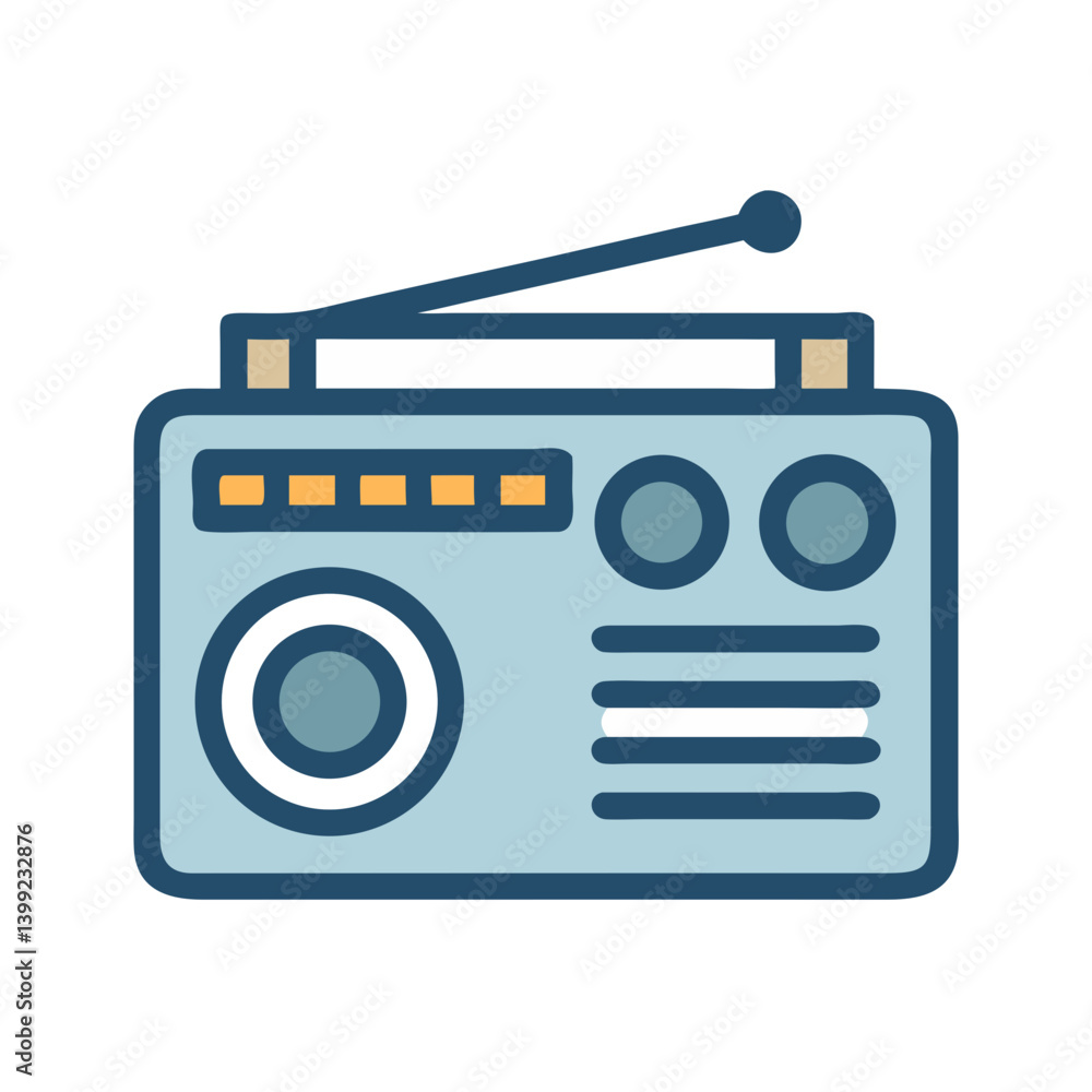 Radio Device with Tuning Knob Icon Design