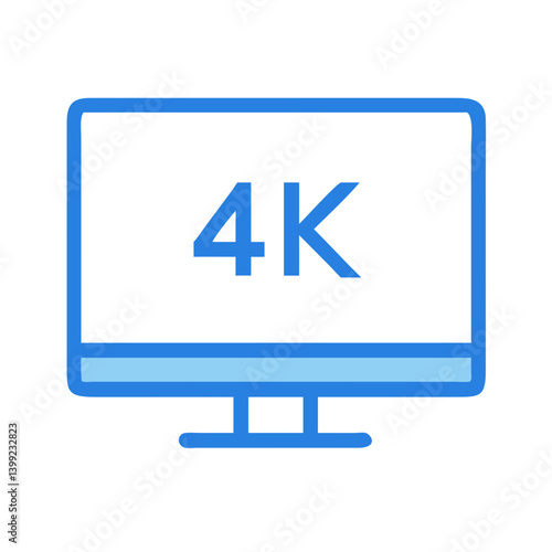 Monitor Displaying 4K Resolution Icon Design