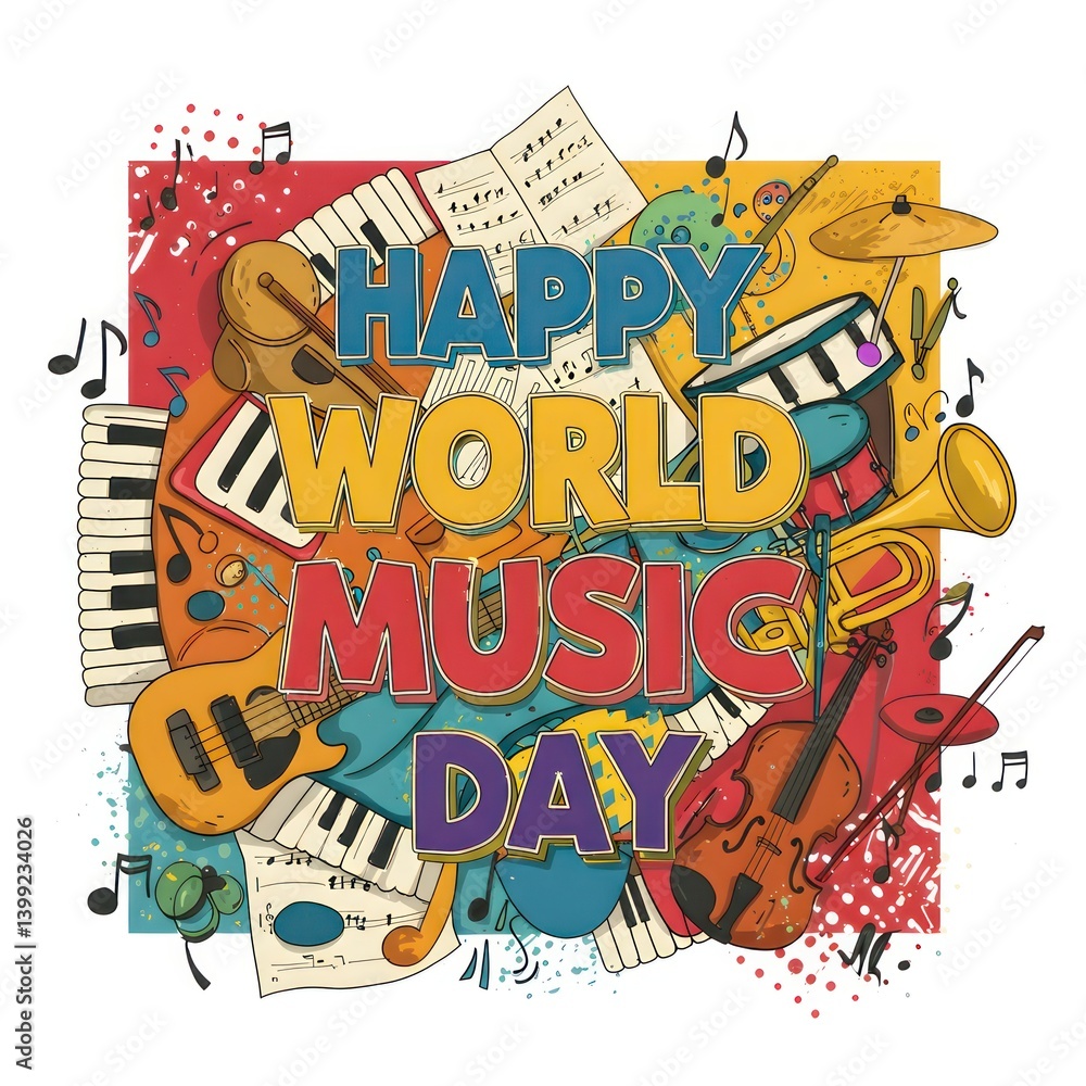 Obraz premium World Music Day Musical Instruments.