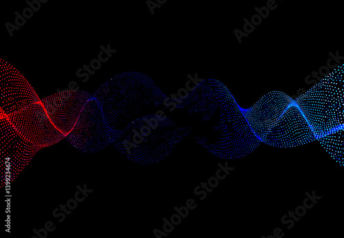 Abstract blue dna helix design with dynamic light and smoke motion on a black science backdrop.