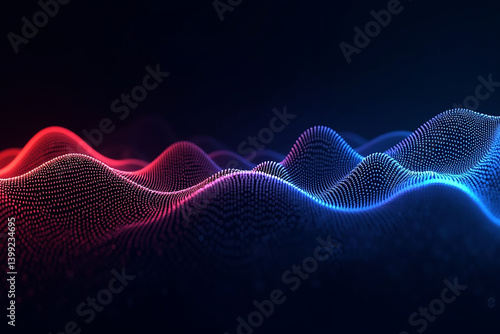 Abstract blue backdrop with DNA waves and light lines, a futuristic technology design concept.