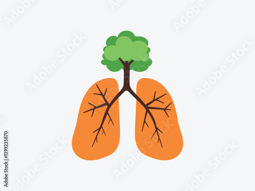 Tree and its roots forming human lungs, symbolizing the connection between nature and respiratory health