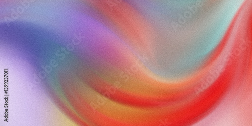 Abstract painting featuring blended colors of red blue purple and light green in a swirling pattern
