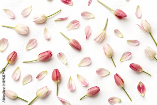 Obraz na płótnie Pink and White Tulip Petals Pattern w salonie