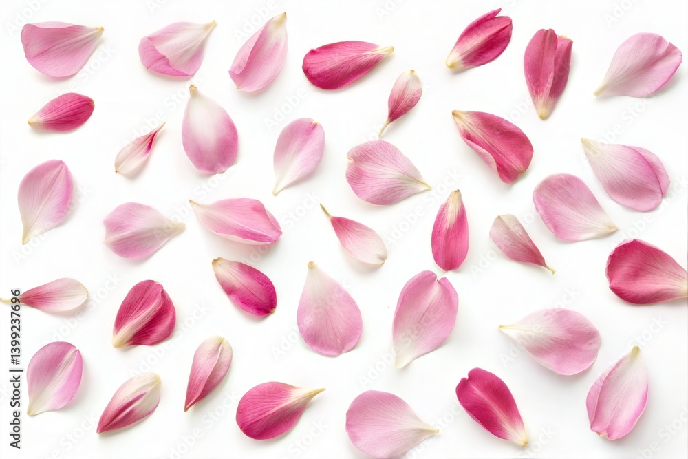 Pink Lotus Petals on White Background