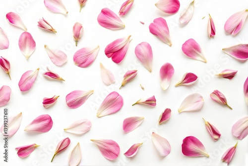 Obraz na płótnie Pink Flower Petals on White Background w salonie