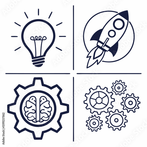 Bright lightbulb icon vector illustration symbolizes creative idea and innovation