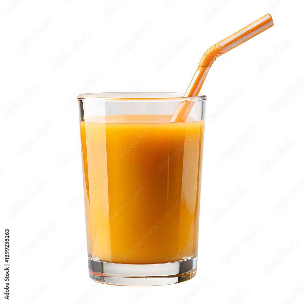 A refreshing glass of sunshine-hued juice, perfect for a bright summer day, with an orange straw adding a playful touch against a pure white background. A refreshing glass of sunshine-hued juice, perfect for a bright summer day, with an orange straw adding a playful touch against a pure white background.