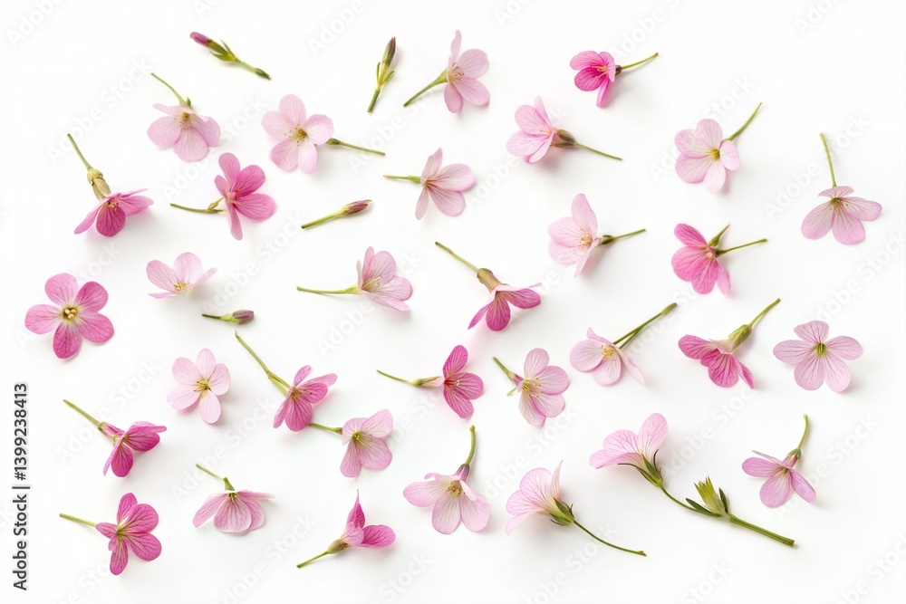 Pink Flowers on White Background