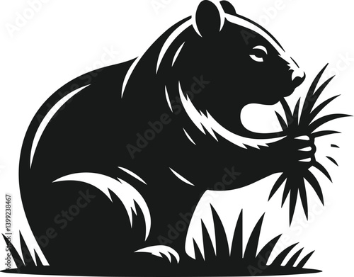Vector silhouette of a wombat