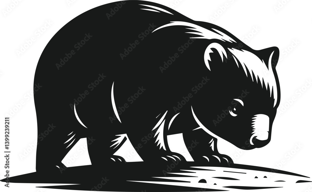 Obraz premium Vector silhouette of a wombat