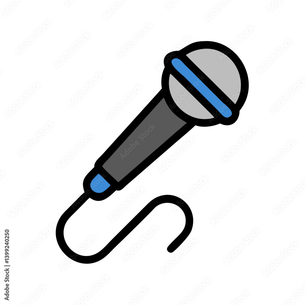 Handheld Microphone with Cable End Icon Design Handheld Microphone with Cable End Icon Design