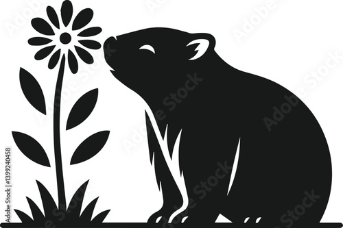 Vector silhouette of a wombat
