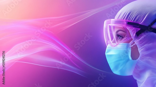 Obraz na płótnie Healthcare Professional in Protective Gear with Colorful Background w salonie