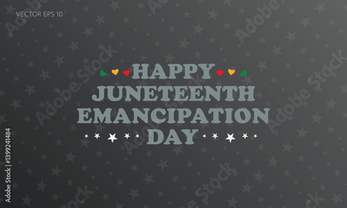 Gray Juneteenth Emancipation Poster with Star and Heart Details