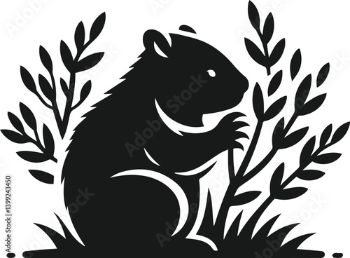 Vector silhouette of a wombat