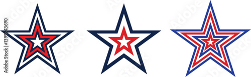 Three patriotic stars in red, white, and blue.