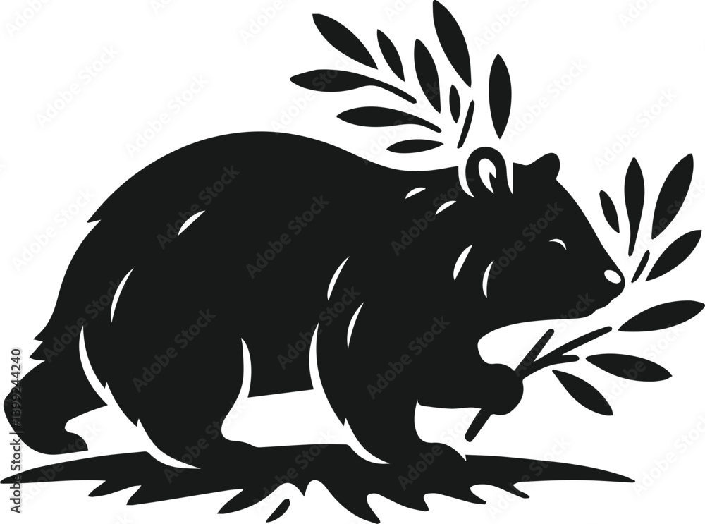 Obraz premium Vector silhouette of a wombat