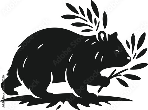 Vector silhouette of a wombat