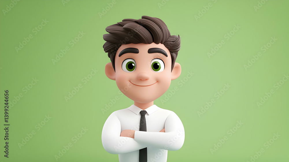 Smiling 3D Animated Male Business Character
