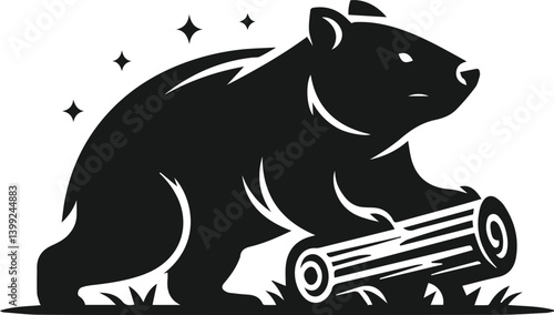 Vector silhouette of a wombat