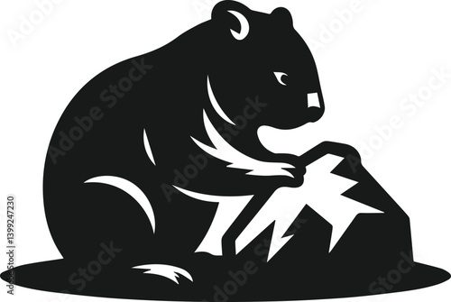 Vector silhouette of a wombat