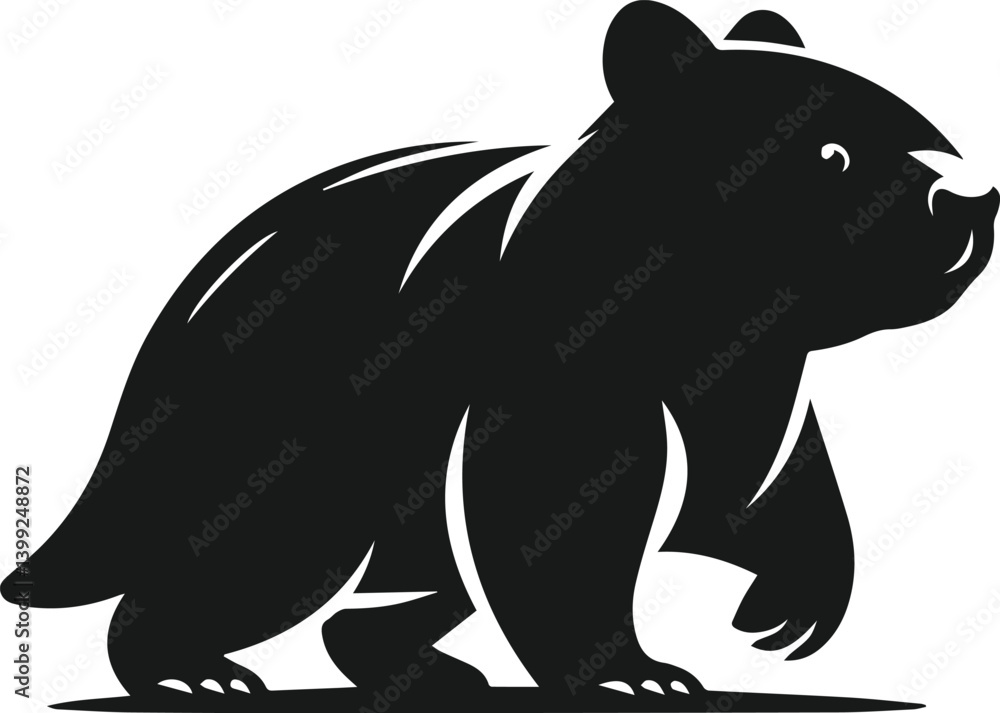 Fototapeta premium Vector silhouette of a wombat