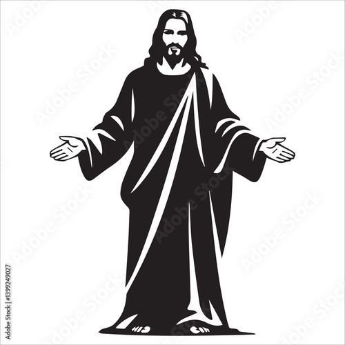 Praying Jesus silhouette vector, 