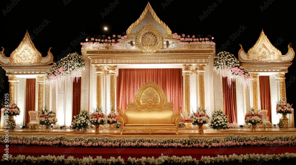 Fototapeta premium A grand stage decorated ornately for a festive and joyous occasion