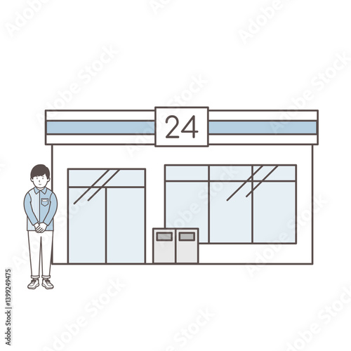 店員とコンビニのイラスト