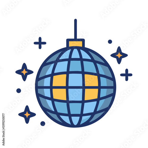Disco Ball with Sparkle Effect Icon Design